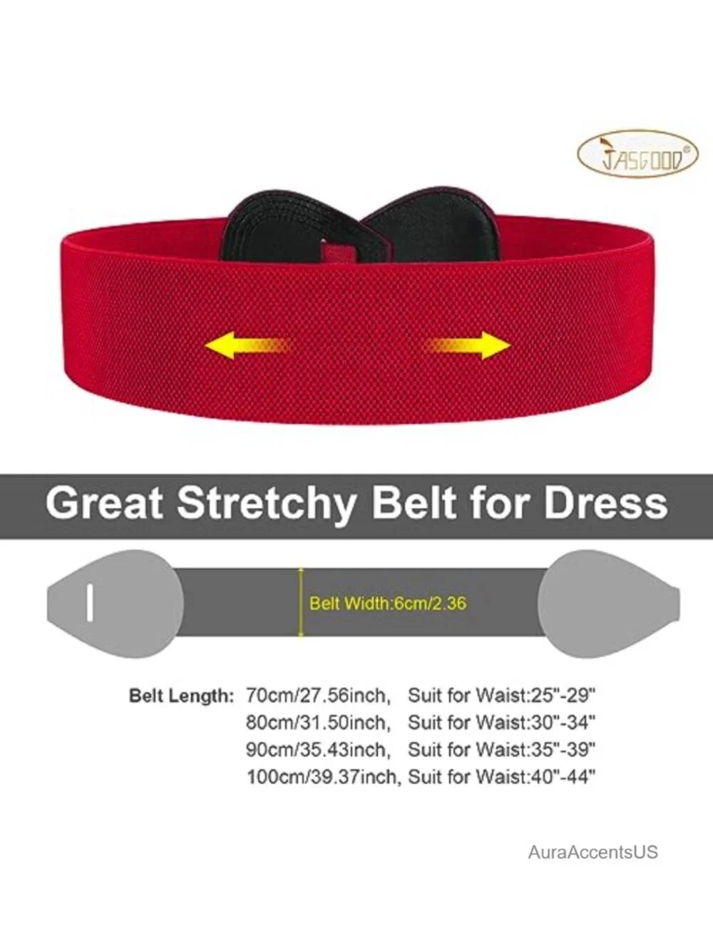 Wide Elastic Stretch Waist Belt with Interlocking Buckle - Vintage Style